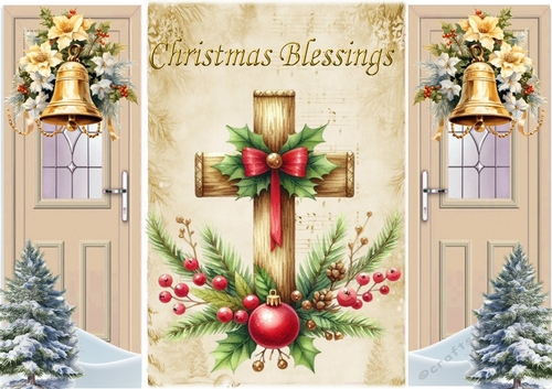 Religious Christmas Blessings Cross Gatefold  (THREE)