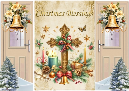 Religious Christmas Blessings Cross Gatefold  (FOUR)