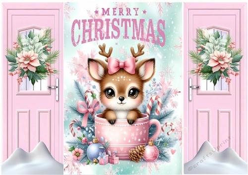 Cute Deer In A Teacup Pink Gatefold (ONE)