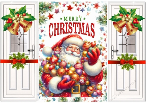 Lovely Santa With Golden Bells & Bows Gatefold (FOUR)