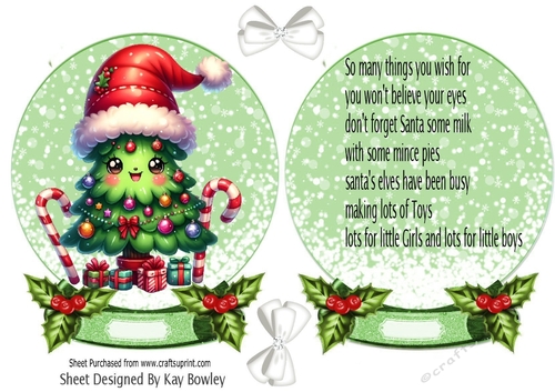 Funny Face Christmas Tree Snow Globe With Insert (TWO)