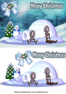 Eskimos with Snowman and Igloo