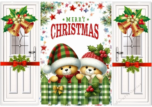 Christmas Folded Gatefold With Peeking Teddies (TWO)