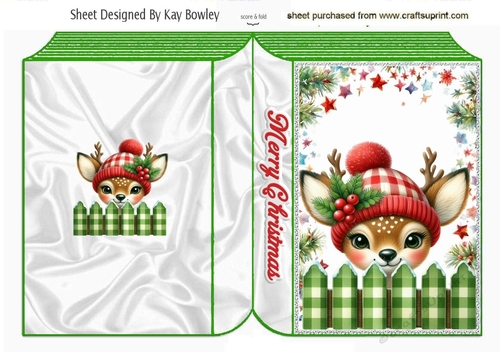 Cute Peeking Deer Looking Over Fence Christmas Book (FOUR)