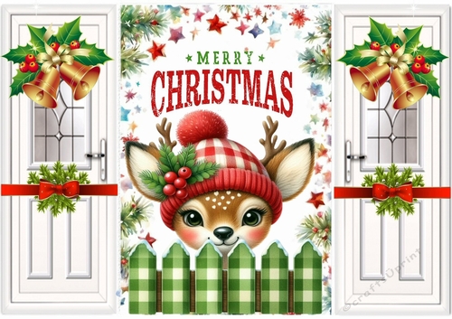 Christmas Folded Gatefold With Peeking Deer (FOUR)