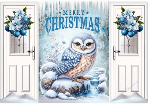 Pretty Snow Owl With Icicles, Christmas Gatefold (TWO)