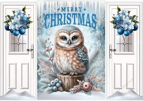Pretty Snow Owl With Icicles, Christmas Gatefold (THREE)