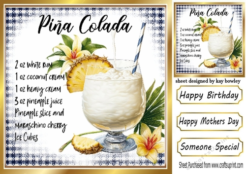 Lovely Fruit Cocktail With Recipe Card Front 8x8 (ONE)