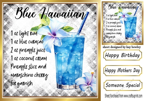 Lovely Fruit Cocktail With Recipe Card Front 8x8 (TWO)