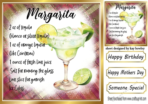 Lovely Fruit Cocktail With Recipe Card Front 8x8 (THREE)