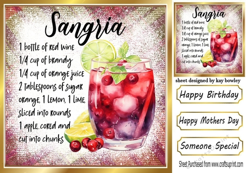 Lovely Fruit Cocktail With Recipe Card Front 8x8 (SIX)
