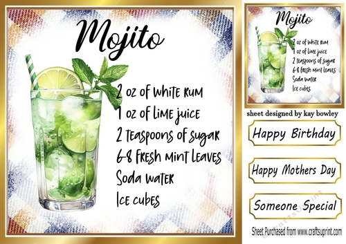 Lovely Fruit Cocktail With Recipe Card Front 8x8 (SEVEN)