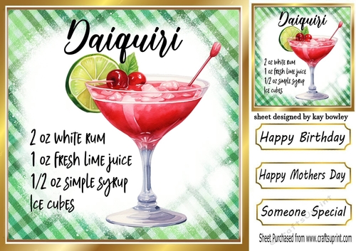 Lovely Fruit Cocktail With Recipe Card Front 8x8 (EIGHT)