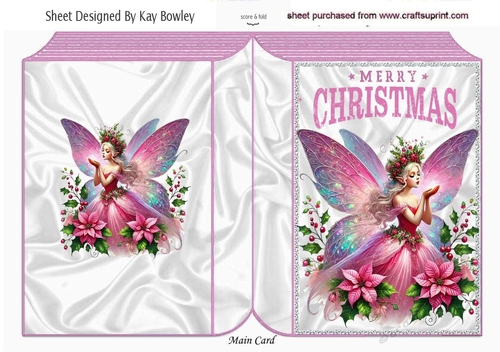 Christmas Fairy With Flowers Pink A5 Folded Book