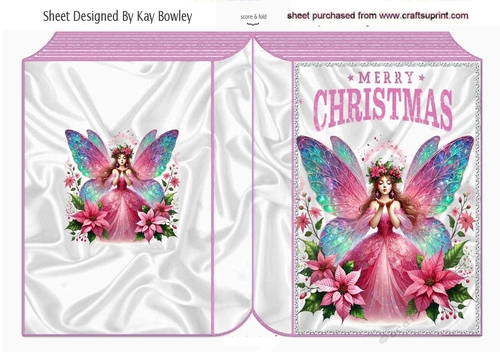 Christmas Fairy With Flowers Pink A5 Folded Book (TWO)