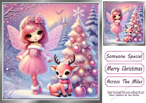 Pretty Christmas Fairy With A Deer 8x8 (ONE)