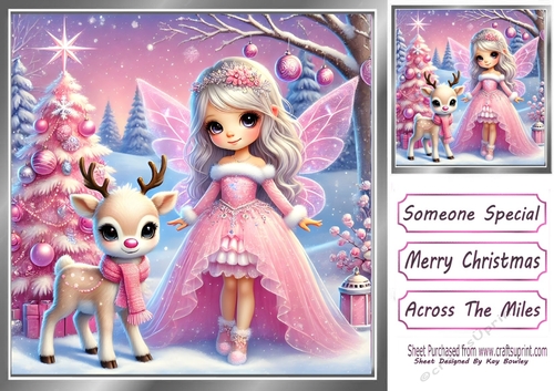 Pretty Christmas Fairy With A Deer 8x8 (TWO)