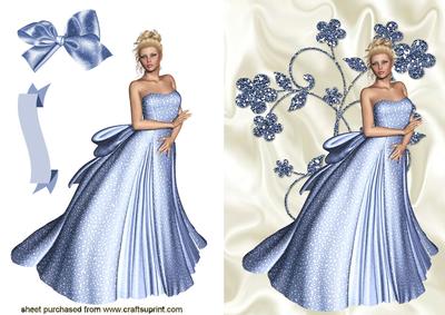 Pretty Lady in Silver Blue Dress