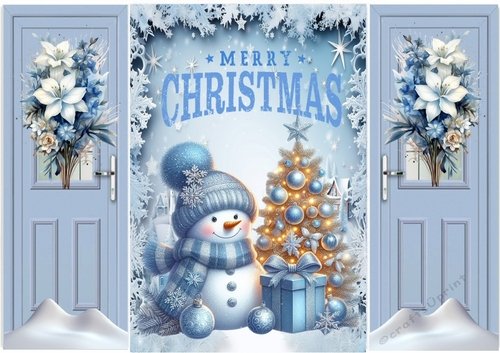Cute Snowman Snow Scene A5 Gatefold With Flowers (TWO)