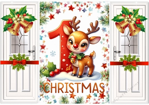 Cute Babys 1st Christmas A5 Gatefold With Bells (ONE)
