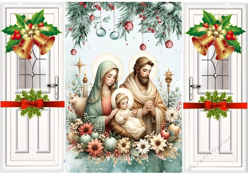 Pretty Nativity A5 Gatefold With Bells