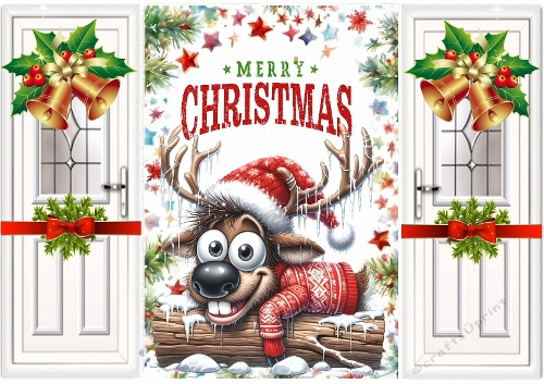 Funny Face Reindeer With Bells Christmas A5 Gatefold (ONE)