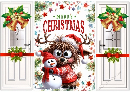 Funny Face Reindeer With Bells Christmas A5 Gatefold (THREE)