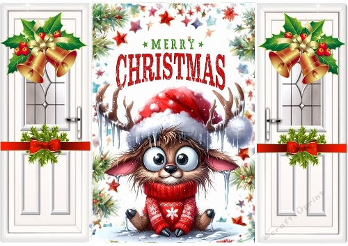 Funny Face Reindeer With Bells Christmas A5 Gatefold (FOUR)