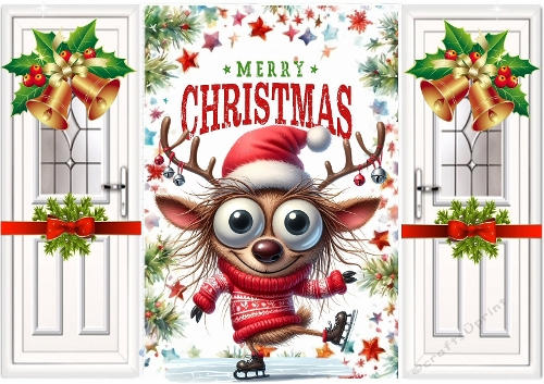 Funny Face Reindeer With Bells Christmas A5 Gatefold (FIVE)