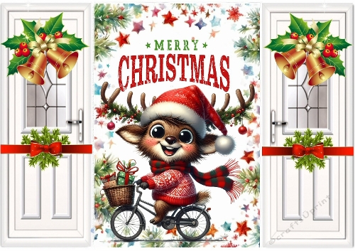 Funny Face Reindeer With Bells Christmas A5 Gatefold (EIGHT)