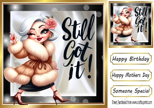 Lovely Glam Gran Still Got It Satin/Black 8x8 Card