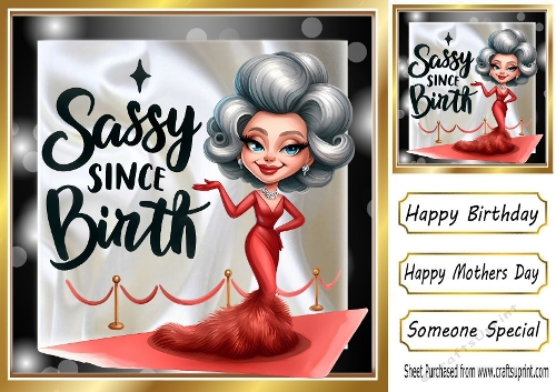 Lovely Glam Gran Still Got Sass Satin/Black 8x8 Card