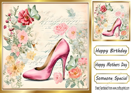Pretty Floral Journal With Ladies Shoe 8X8