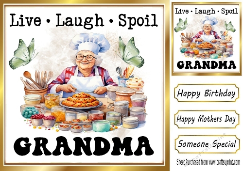 Lovely Glam Gran Loves To Bake 8x8 Card