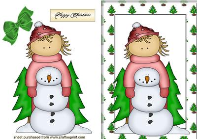 Little Girl with Snowman