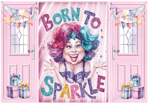Pink A5 Gatefold Lady Born To Sparkle 