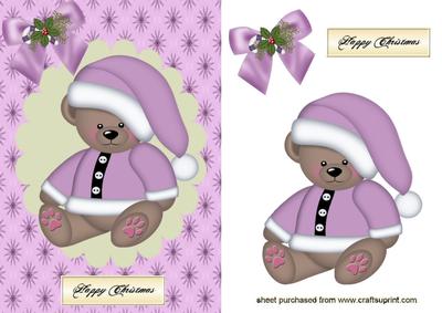 Little Teddy in Purple Santa Suit