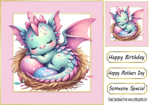 Cute Little Sleepy Dragon 8x8