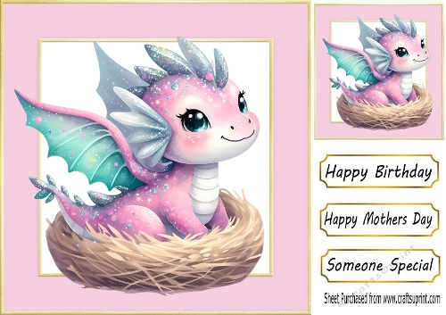 Cute Little Dragon In A Nest 8x8