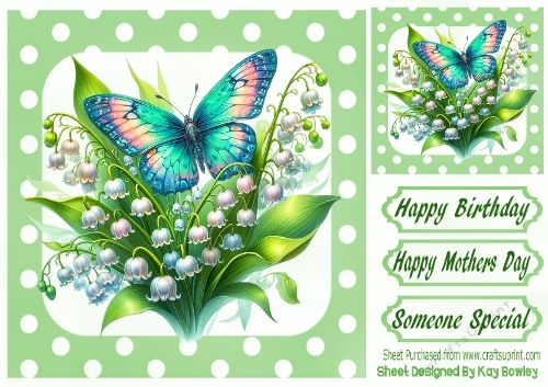Pretty Butterfly With Flowers Polkadot 8x8 Frame (ONE)