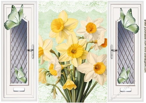 Pretty Spring Daffodils With Butterflies A5 Gatefold 