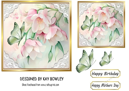 Pretty Spring Pink Flowers 7x7 Card Front (ONE)
