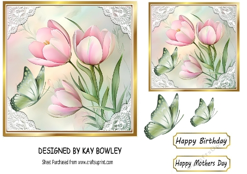Pretty Spring Pink Flowers 7x7 Card Front (TWO)