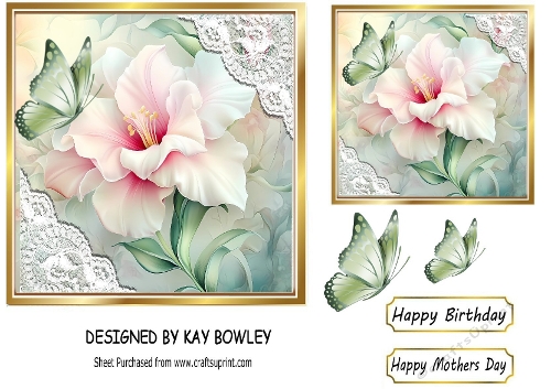 Pretty Spring Pink Flowers 7x7 Card Front (THREE)