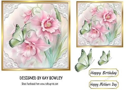 Pretty Spring Pink Flowers 7x7 Card Front (FOUR)