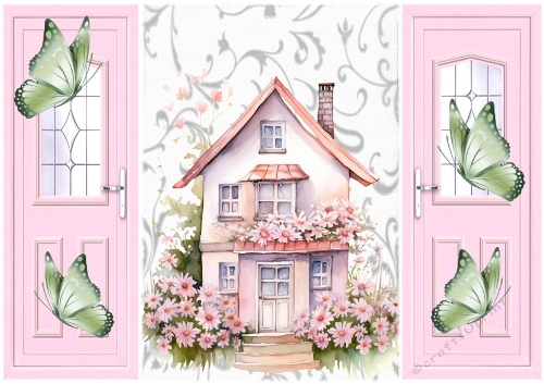 Pretty Pink Gatefold With Butterflies & Cottage (ONE)