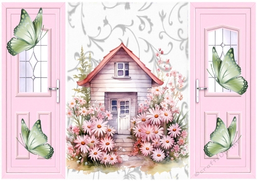 Pretty Pink Gatefold With Butterflies & Cottage (FOUR)