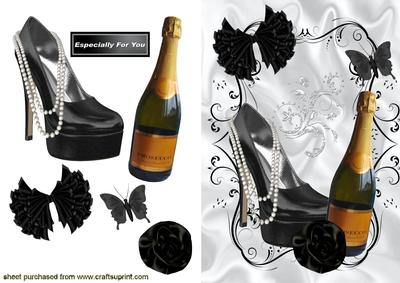 Black Shoe with Pearls, and Black Rose