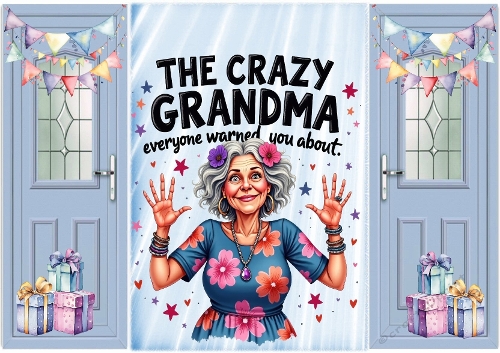 Blue Gatefold With Gran & Gifts With Funny Quote  (ONE)