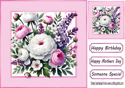 Pink Dot 8x8 Card Front With Flowers (TWO)